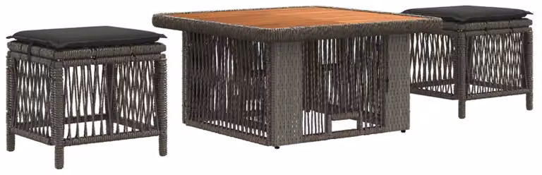Set da Pranzo per Giardino 3 pcs Grigio e Grigio Scuro
