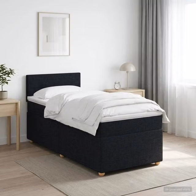 Letto box spring con materasso Nero 100 x 200 cm Tessuto 3452354