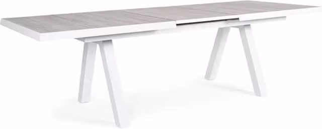 Tavolo rettangolare allungabile IPERBRIKO bianco con piano in ceramica e struttura in alluminio verniciato a polvere L: 205-265 cm, P: 103 cm, H: 78 cm