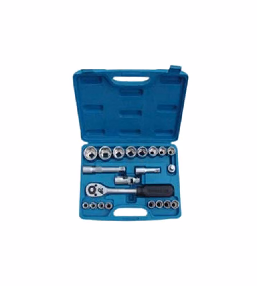 Set di chiavi a bussola Alte in acciaio cromo vanadio da 1/2 pollici, colore argento, 21 pezzi