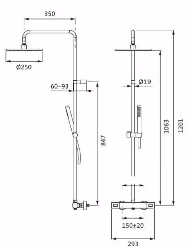 Herzbach LIVING SPA: Colonna doccia RB, diametro 250 mm, rotonda, con doccetta a mano in metallo, finitura PVD oro
