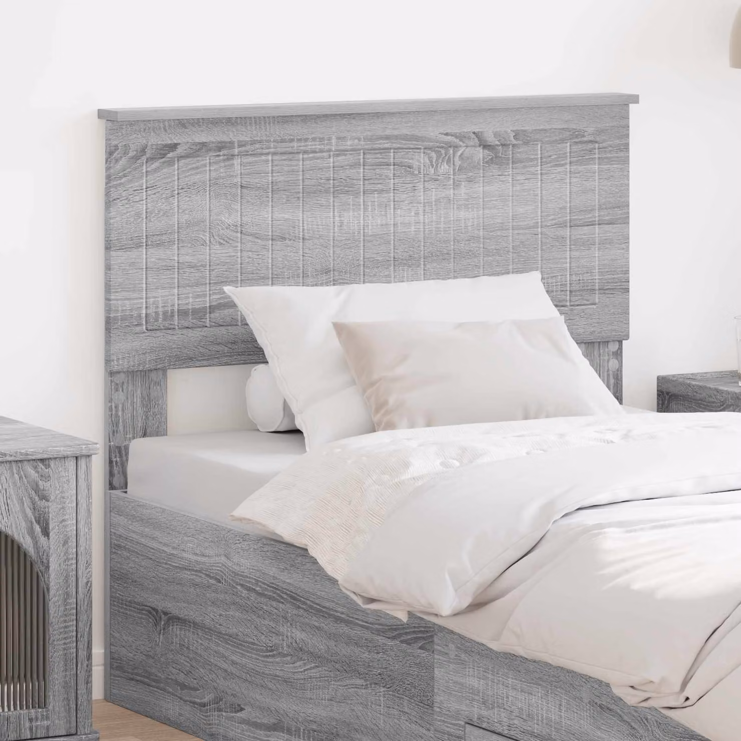 Testiera per letto moderna vidaXL Sonoma in legno ingegnerizzato grigio