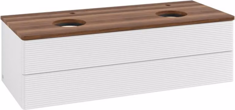 V&B Mobiletto con struttura frontale, con illuminazione Antao 120x36x50cm, HL, WBP w. wal, glo wh. Lac