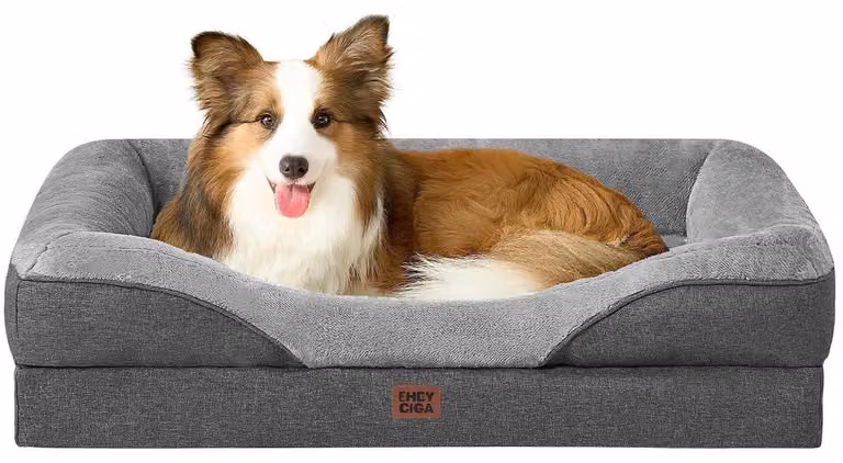 Cuccia ortopedica per cani, con 4 lati, dimensioni 91x68 cm, colore grigio