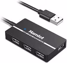 Hub USB 2.0 Hamlet XHUB 04U2 con 4 porte, Nero