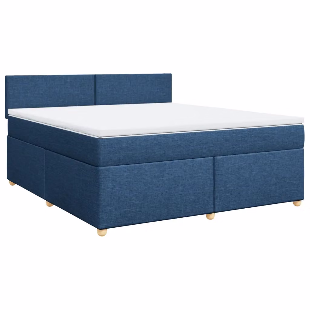 Letto Ibrido vidaXL con Giroletto a Molle e Materasso in Tessuto Blu e Bianco L/P: 180 x 200 cm – 2