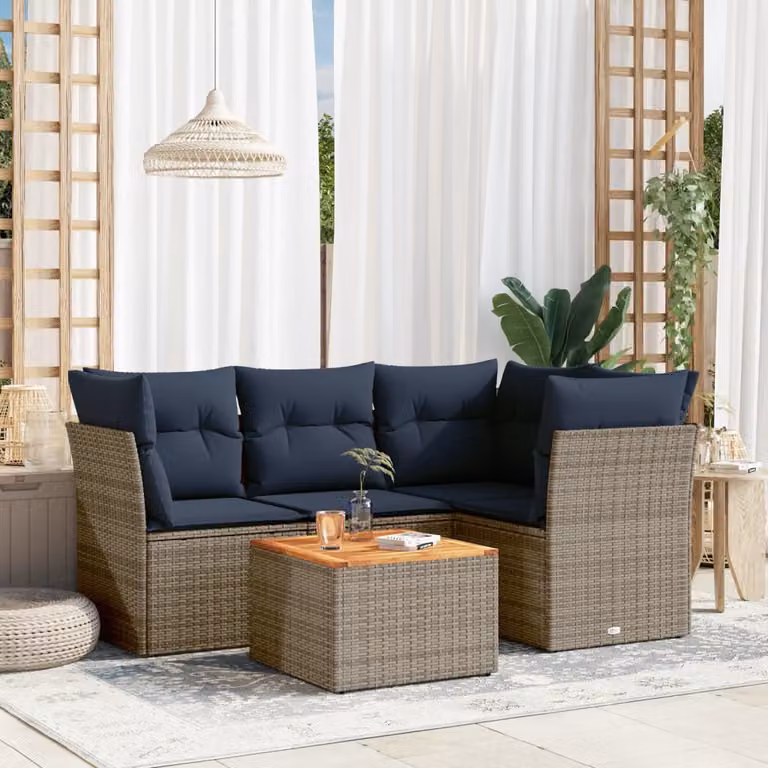 Maison Exclusive - Set Divani da Giardino 5 pz con Cuscini Grigio in Polyrattan