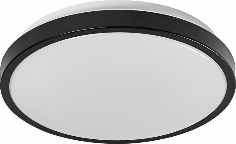 OSRAM ORBIS LONDON Plafoniera LED 280mm, nera, 16W, 2000lm, colore della luce bianco caldo, distribuzione della luce molto omogenea, lunga durata, modulo LED installato in modo permanente, rotonda, classe di protezione IP20, 3000K