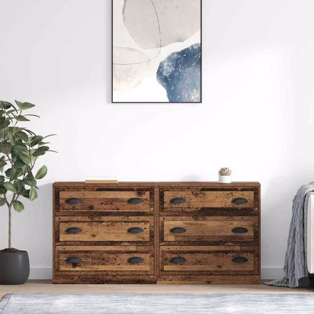 Set di 2 Sideboard vidaXL in legno vecchio marrone per soggiorno e sala da pranzo L/P/H: 70 x 35,5 x 67,5 cm – 1