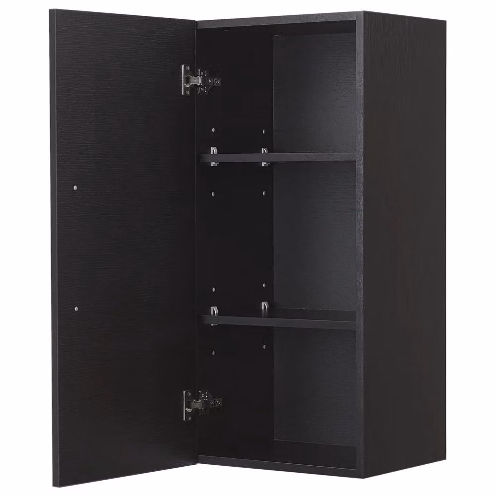 Armadietto da bagno moderno Beliani nero con ripiani interni, sospeso, L: 88 cm, P: 40 cm, H: 35 cm – 2
