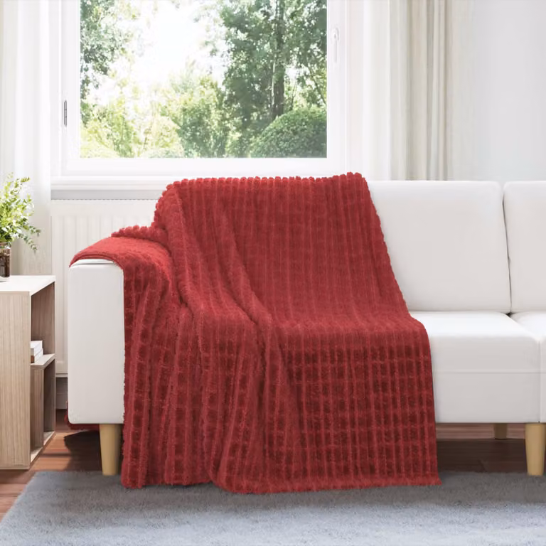 Set di 6 coperte in pile vidaXL color rosso bordeaux, morbide e facili da curare, L 200 cm x P 150 cm