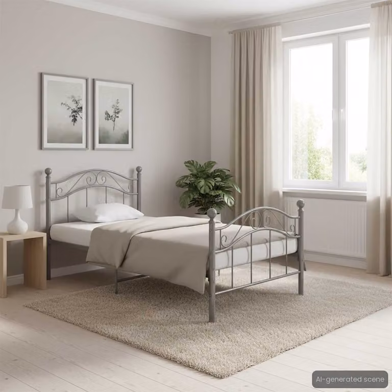 vidaXL Giroletto in Metallo Grigio L 100 x P 200 cm