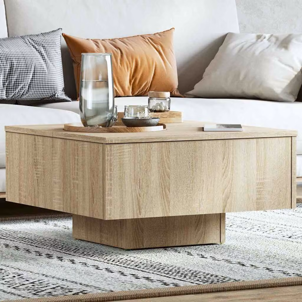 Tavolino da salotto vidaXL in legno multistrato color rovere sonoma, L/P/H: 60 x 60 x 31,5 cm