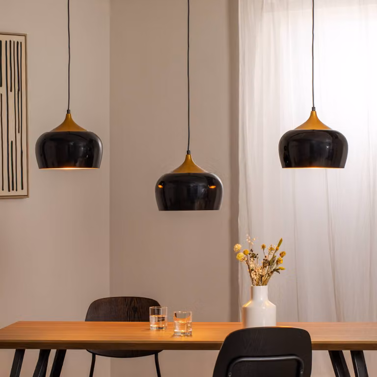 Lampada a sospensione Berceste Opviq, dimmerabile, Nero, Soggiorno / Sala da pranzo, Metallo, Lampada a sospensione
