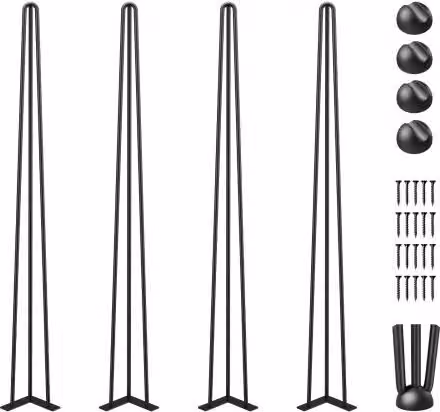 Set di 4 gambe a forcina VEVOR in metallo nero opaco per scrivanie, tavoli e panche, altezza: 86,3 cm