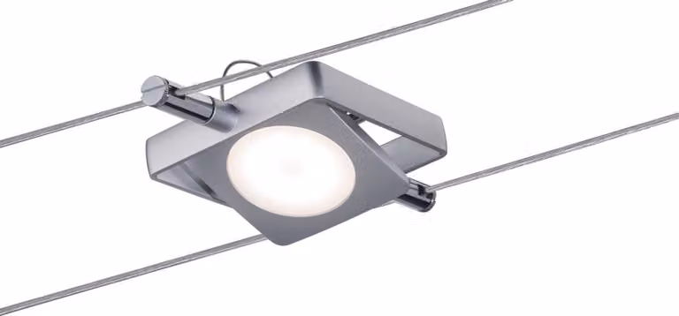 Paulmann Wire Systems, sistema di illuminazione a LED, modello MacLED, 1 lampada da 4W, colore: cromato opaco, alimentazione: 12V DC, materiale: plastica