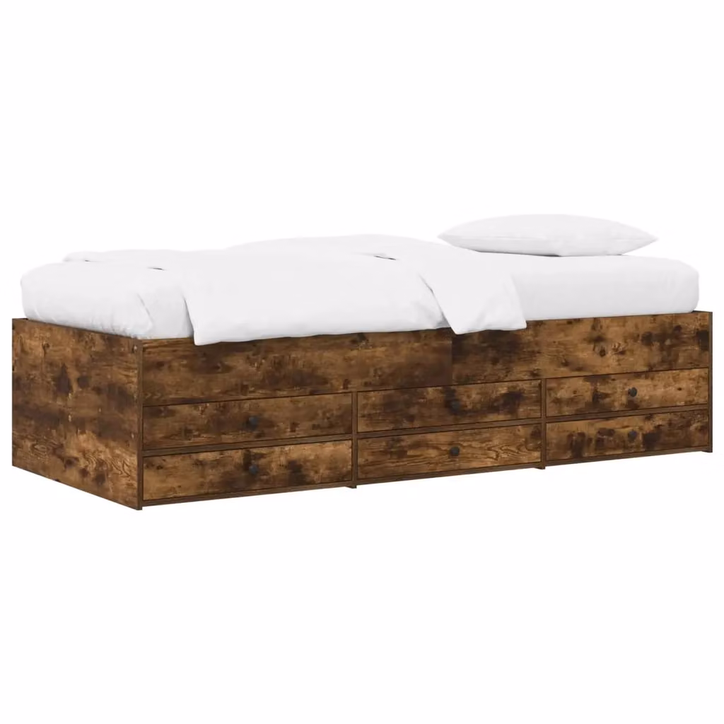 Letto con contenitore vidaXL in legno Rovere Fumo L: 80 cm, P: 200 cm, H: 103 cm – 2