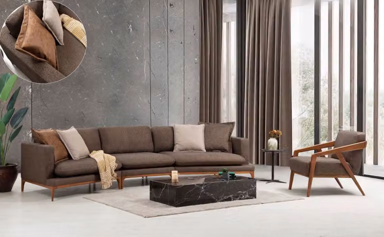 Sofagarnitur Ecksofa Sessel Sofa Eck Sofas Sitz Luxus Sitzer Garnitur Stoff