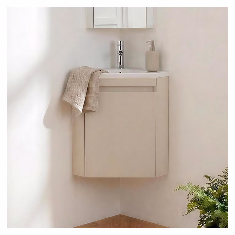 Mobile lavabo LISA angolare sospeso con lavabo in resina