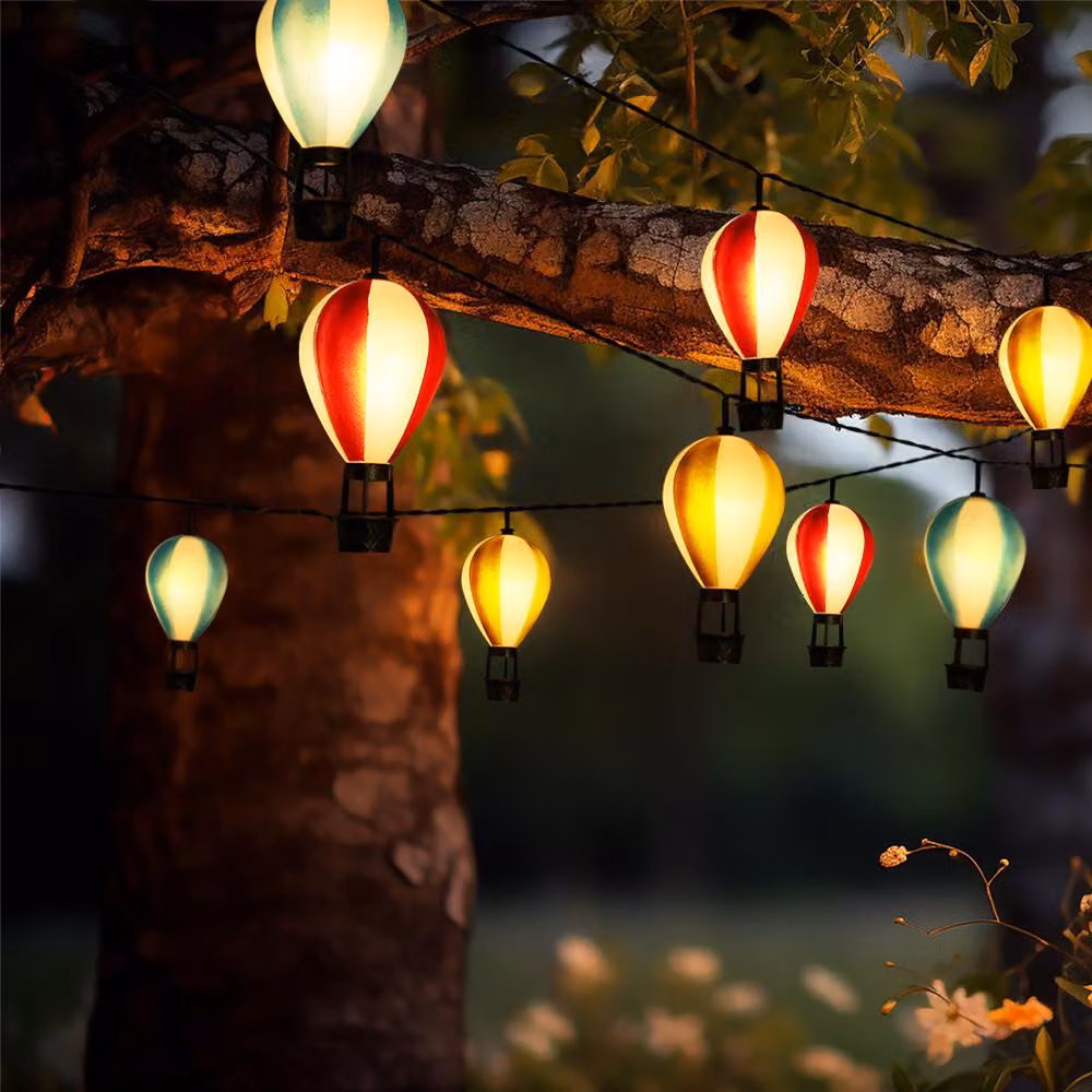 Luce solare a LED, luci fiabesche, mongolfiere, IP44, L 390 cm