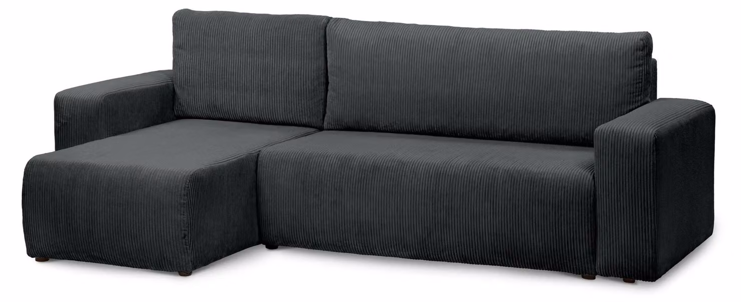 Divano angolare Kingi, antracite, con funzione letto