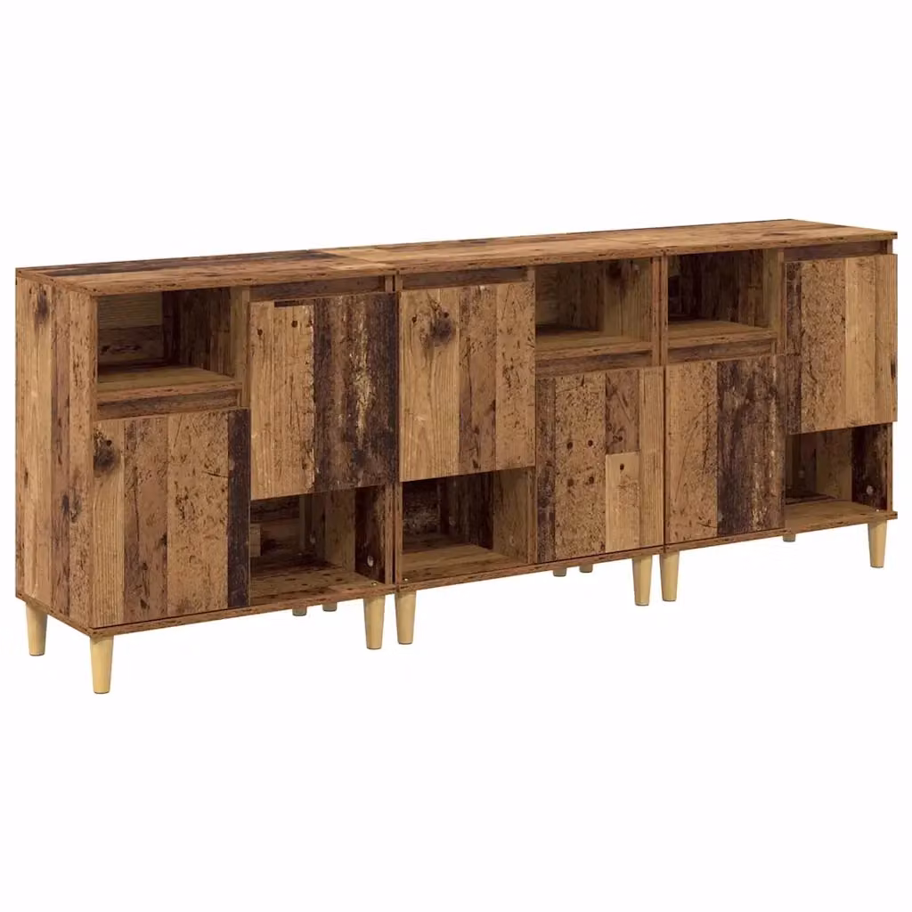 Set di 3 credenze vidaXL in legno effetto antico marrone per soggiorno e cucina L/P/H: 60 x 35 x 70 cm – 2