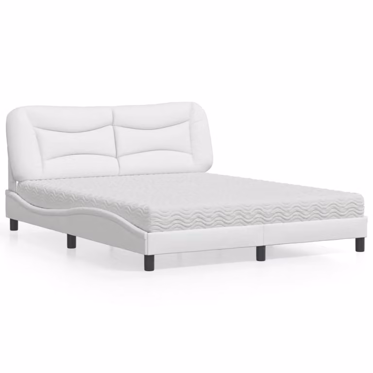 Letto con Materasso Hvar vidaXL Bianco in Similpelle L/P: 160 x 200 cm