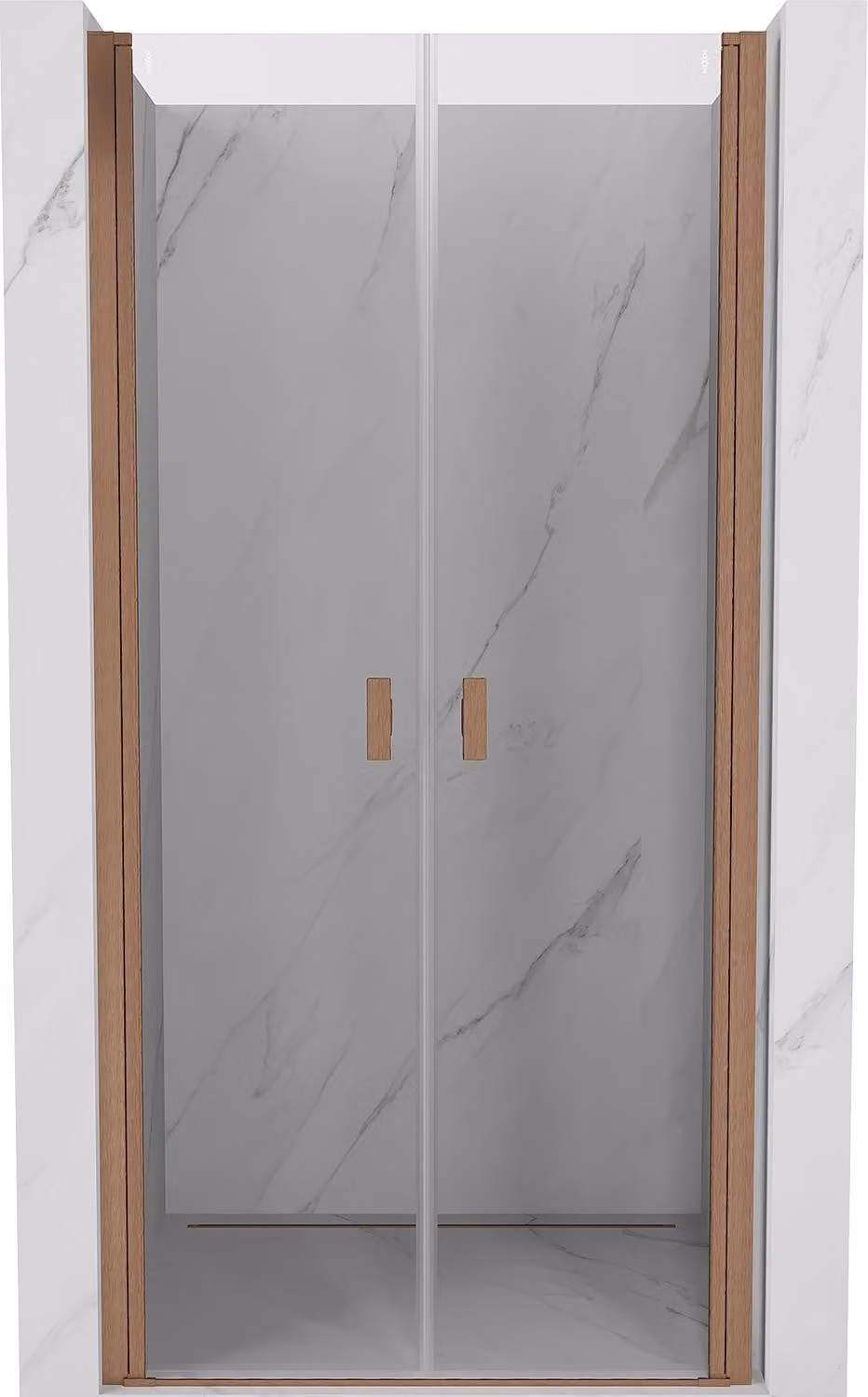 Mexen Mist porta doccia a battente 90 cm, trasparente, rame spazzolato - 8A7-090-000-65-00
