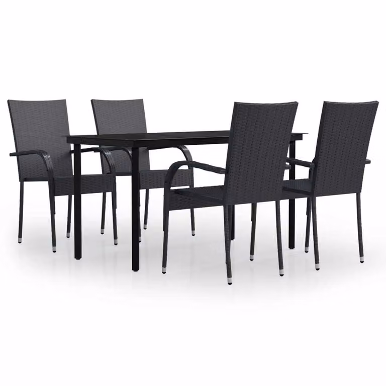Set Mobili da Pranzo per Giardino 5 pz Nero