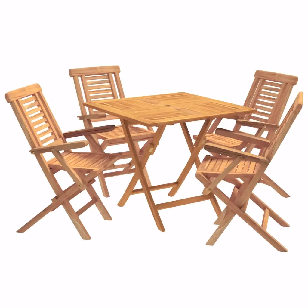 Set bistro da giardino pieghevole da 5 pezzi vidaXL in legno di teak marrone – 2