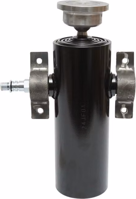 Cilindro idraulico per ribaltamento rimorchio Breckner Germany da 6 Ton, colore nero, corsa 1370 mm a 5 gradini