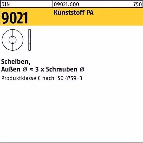 Rondelle Reyher DIN 9021 plastica 4.3 PA 090216009043000 (100 pezzi)