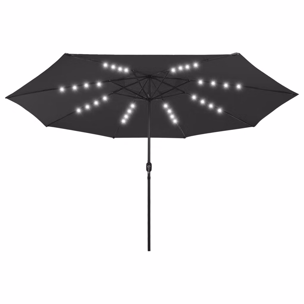 Ombrellone da Giardino con Luci LED 400 cm Nero