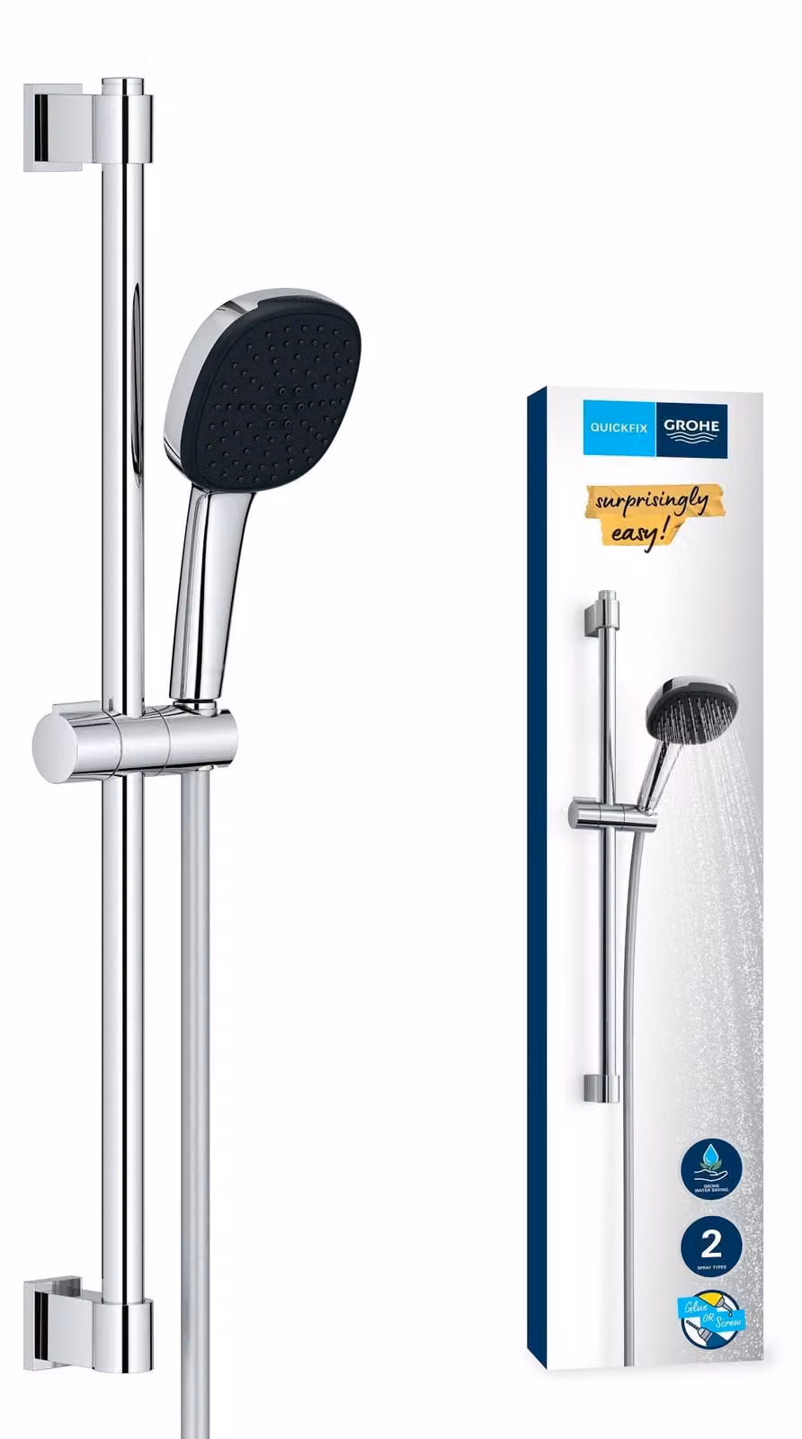 Set doccia Vitalio 110, 60 cm, cromato, a risparmio idrico, con 2 tipi di getto