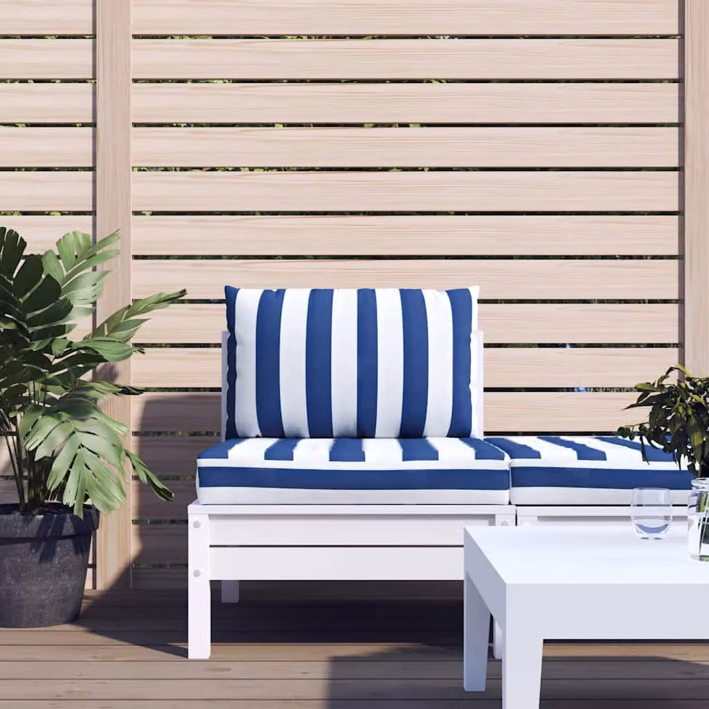 vidaXL Set di 2 Cuscini per Pallet a Strisce Blu e Bianche in Tessuto Oxford Idrorepellente e Resistente ai Raggi UV