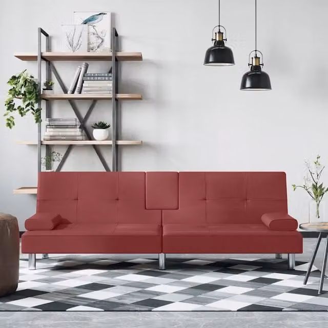 Divano Letto Click-Clack Moderno vidaXL in Similpelle Rosso con Funzione Letto per Adulti – 1