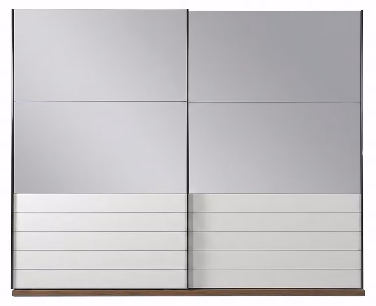 Armadio moderno, design grigio e bianco, ante scorrevoli, lusso, comfort