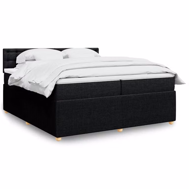 vidaXL Giroletto a Molle con Materasso Ibrido in Tessuto Nero 200x200 cm