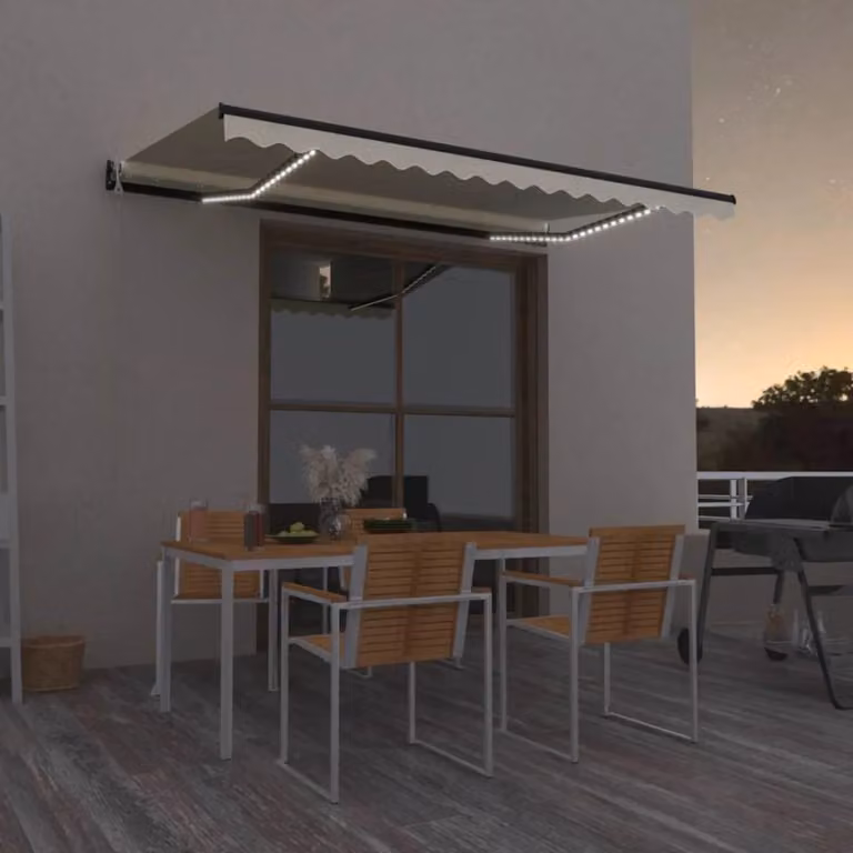 Tenda retrattile vidaXL in poliestere e alluminio, colore beige, L: 400 cm, P: 350 cm, con telecomando
