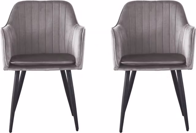 Set di 2 sedie Velma in velluto con braccioli Habitat Grigio – 1