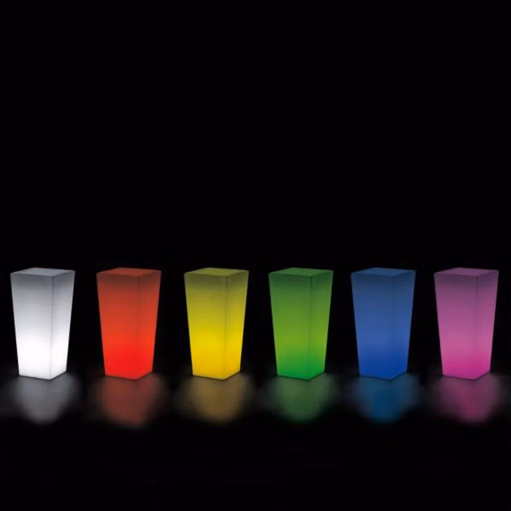 Vaso Agave Quadrato TEKCNOPLAST con Luce LED Verde, L/P/H: 40 x 40 x 90 cm – 2