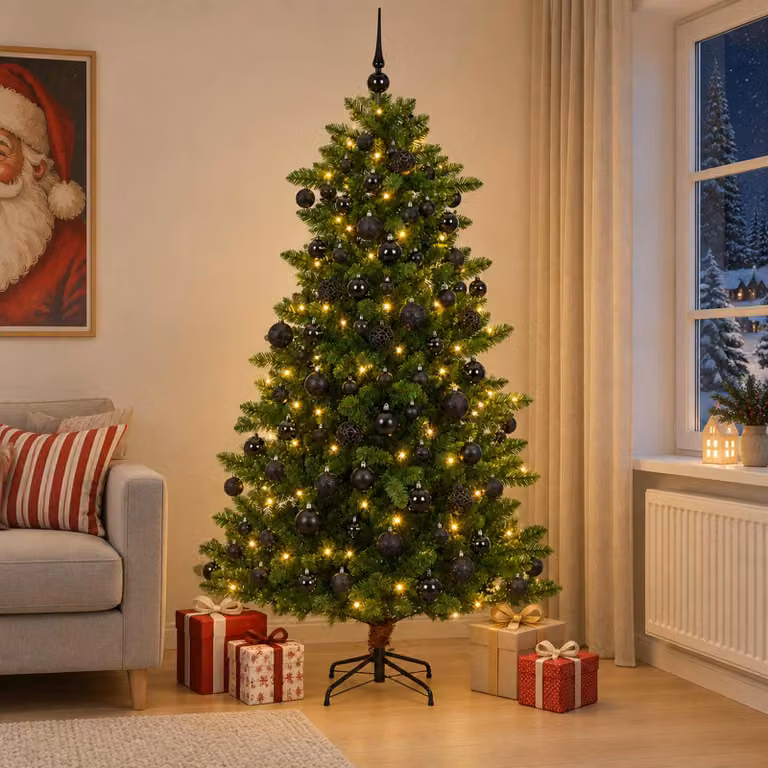 vidaXL Albero di Natale Artificiale con Palline 210 cm 300 LED