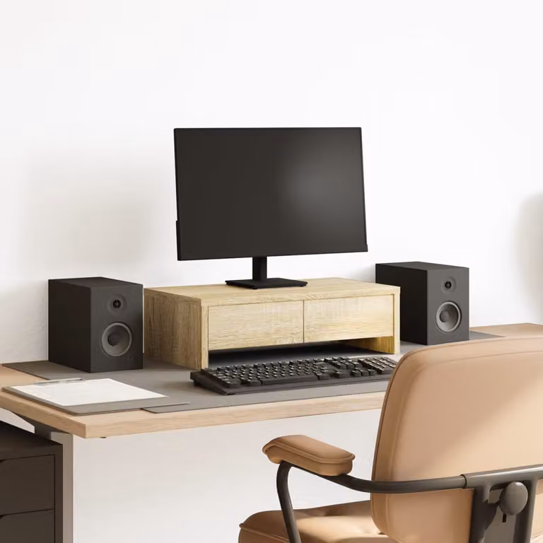 Supporto Monitor con Cassetti vidaXL in MDF Colore Marrone L 50 cm, P 27 cm, H 15 cm