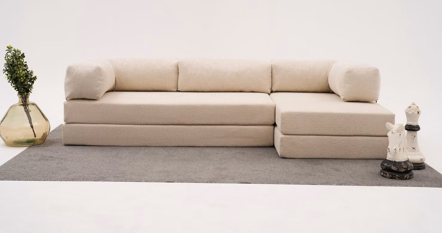 Hanah Home, Comfort - Cream, divano angolare, crema, 100% CHENILLE, 290 x 95 x 75 cm