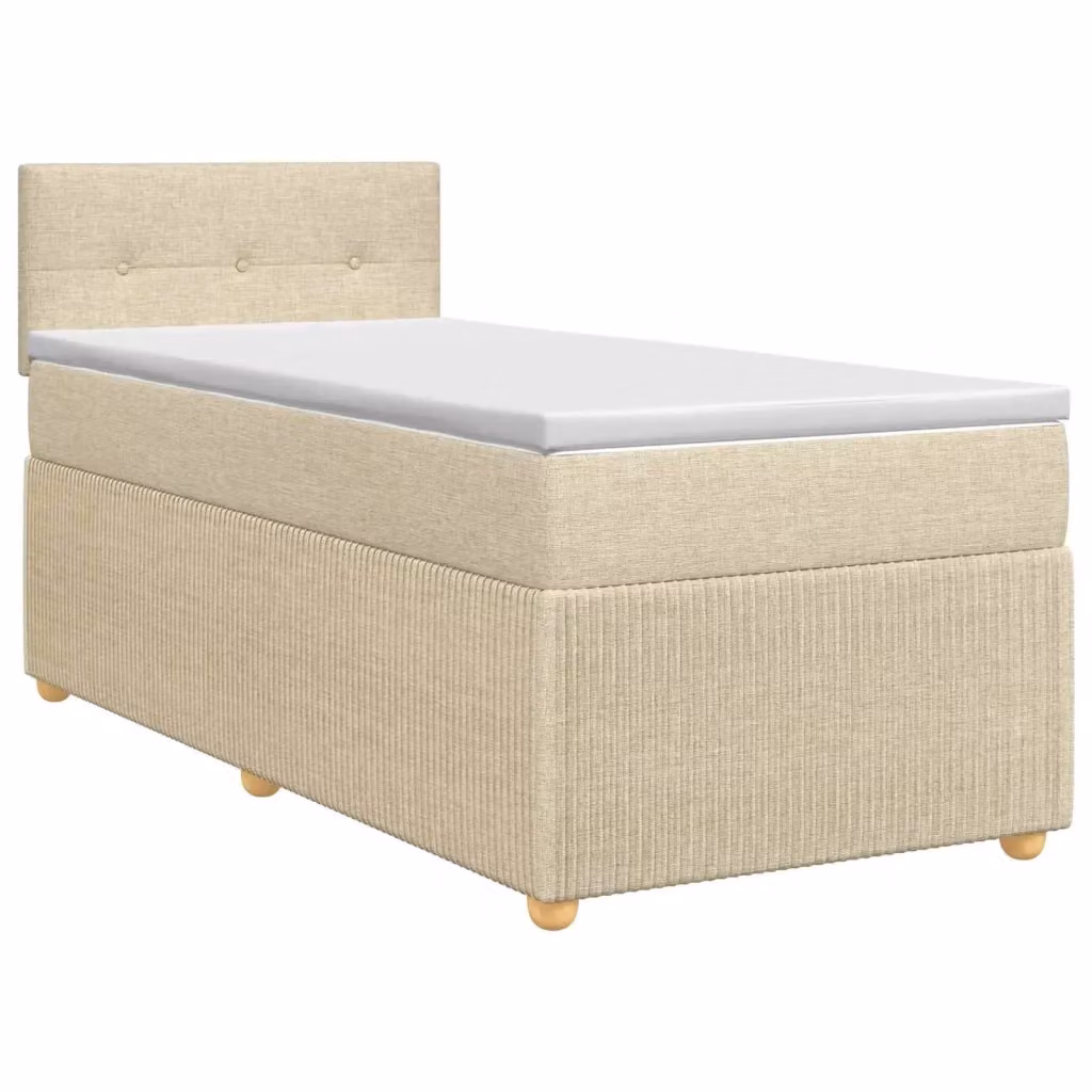 Letto box spring con materasso ibrido vidaXL in tessuto beige e bianco L/P: 90 x 190 cm – 2