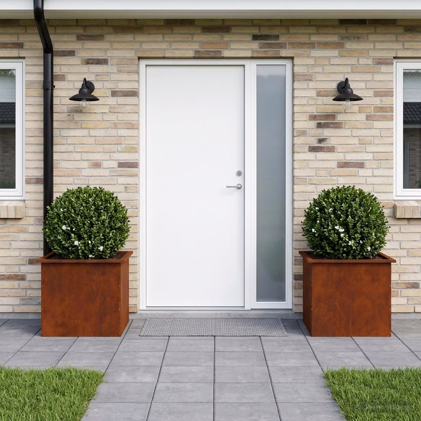 vidaXL Fioriera da giardino con LED 2 pz Ruggine 50 x 60 x 48 cm