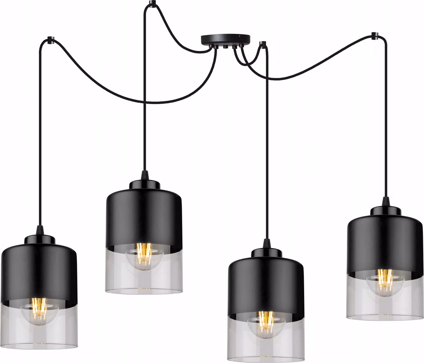 Lampada a sospensione Rome Spider - lampada a sospensione a forma di ragno - lampada da soffitto - lampada a ragno con 4 teste - lampada a sospensione in metallo e vetro - E30