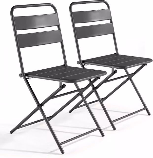Oviala - Set di 2 sedie da giardino pieghevoli in metallo grigio