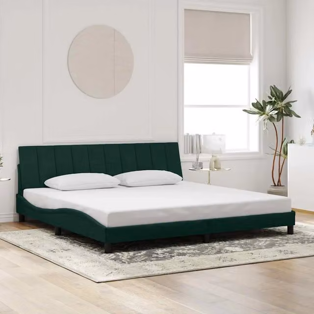Giroletto Hanko vidaXL in Velluto Verde Scuro senza Materasso L/P/H: 200 x 200 x 74,5 cm