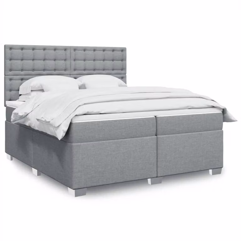 vidaXL Letto Ibrido con Materasso e Struttura Imbottita in Tessuto Grigio e Bianco, L/P: 200 x 200 cm